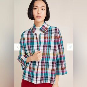 ANTHROPOLOGIE Rosetta Cropped Plaid Jacket Size Medium